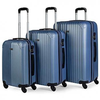 ITACA Juego de Maletas de Viaje 4 Ruedas Azul Zafiro