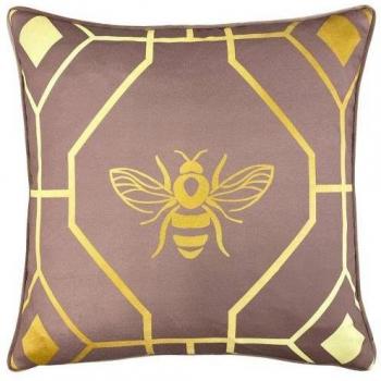 Funda de cojín geométrica azul oscuro Bee Deco