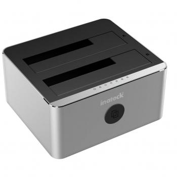 Inateck FD 2102 Hard Drive Docking Station USB 3.0 a SATA Dual-Bay USB 3.0 con funzione clone Offline per HDD SSD SATA I/ II/ III da 2.5 e 3.5 pollici. Supporta 2 x 8TB e UASP tool-free