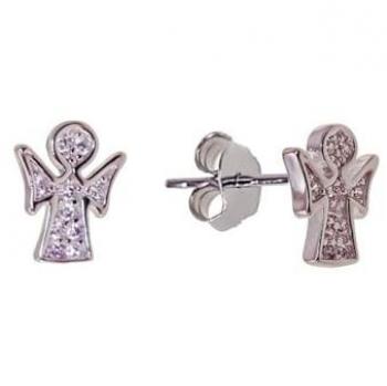 Pendientes Niña Ángel Plata Ley 925m Microengaste 10mm