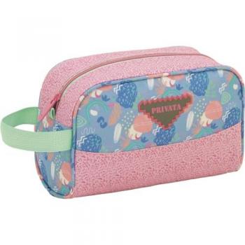 Neceser de viaje rosa compacto 25x15,5x11 cm – Portacosméticos portátil