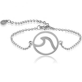 Pulsera Wave Ladies, pulsera ajustable con onda oceánica en plata