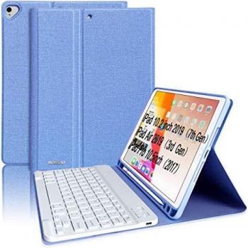 Tastiera per iPad 10.2 8a 2020/Air 3/7a Generazione 2019 con Custodia e Cover con Tastiera Senza Fili Bluetooth Italiana, Cielo Blu