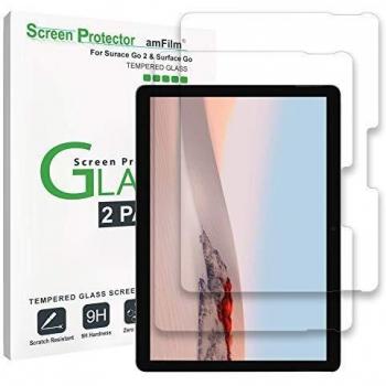 AmFilm Glass Protector Film for Microsoft Surface Go 3 (2021) and Surface Go 2 (2020), Screen Protector for Microsoft Surface Go 3 and Surface Go 2, Pack of 2