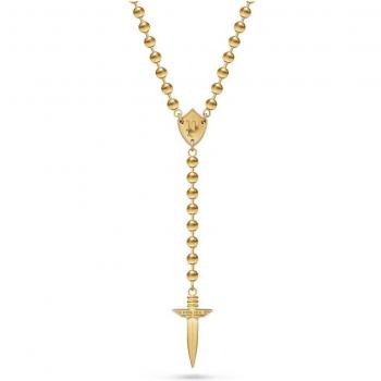 Collar Police PEJGN2103801 hombre acero inoxidable dorado bolas combinadas colgante cruz