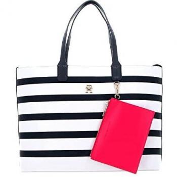 Bolso Shopper Tommy Hilfiger Blanco Rayas Azules