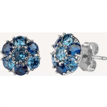 Pendientes Essentials de plata rodiada con circonitas azules