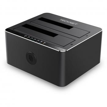 TeckNet 2-Bay USB 3.0 Hard Disk Docking Station con Non in linea Clone funzionare per 2,5 e 3,5 HDD/SDD e hard disk (SATA I / II / III), Sostegno di 2x8 TB & UASP, Strumento libero