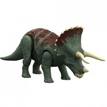 Jurassic World Triceratops Ruge y Golpea, dinosaurio de juguete con movimientos y sonidos, regalo para niños +4 años (Mattel HDX34)