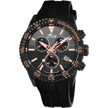Reloj De Hombre Lotus Color Con Esfera Negra 18672/c