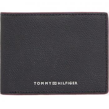 Cartera de piel rugosa negra Tommy Hilfiger