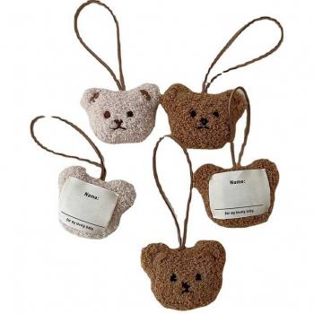 Llavero de Oso de Peluche con Pompón para Mujer y Niña