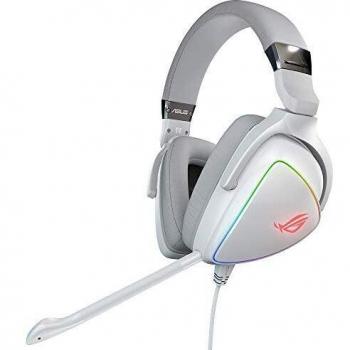 ASUS ROG Delta Cuffie Gaming, Quad-DAC, Aura Sync RGB circolare, Compatibile con PS4, Type C, Colore Bianco