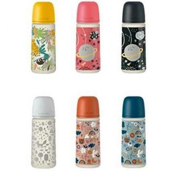 Suavinex Biberón Prints Tetina Silicona Fisiológica SX Pro Flujo Denso +6 meses, 360ml