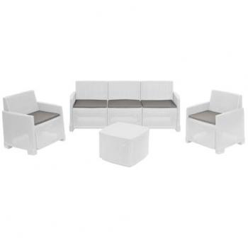 Conjunto de jardín Alassio con 2 sillones, 1 sofá y 1 mesa contenedor