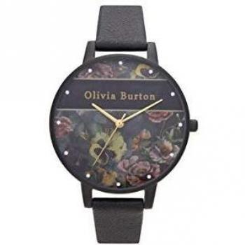 Olivia Burton Reloj Analógico de Cuarzo para mujer con Correa en piel Negro