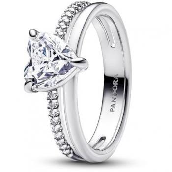 Corazón Dual en Plata de Ley con Circonitas Cúbicas