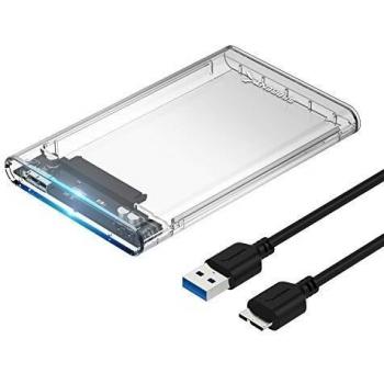 Sabrent Box Case Trasparente Tool-Free per Hard Disk Esterno SATA 2,5 a USB 3.0 [Ottimizzato per SSD, Supporta UASP SATA III] (EC-OCUB)