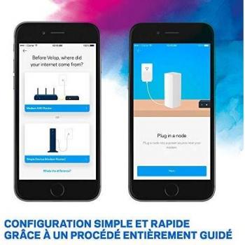 Linksys Velop WHW0303 Sistema WiFi 5 mesh Tri-Band AC2200, router WLAN, range extender con 525 m² di copertura, supporto per 60 dispositivi, 6 porte Ethernet, Confezione da 3, Bianco