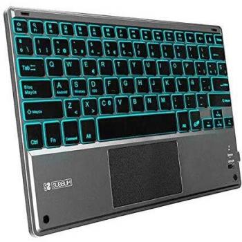 Tastiera Bluetooth con supporto per tablet – Subbblim SUB-KBT‑SMBT51, QWERTY multicolore trasparente
