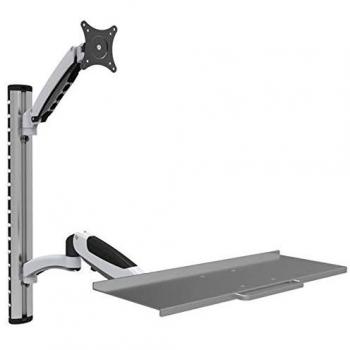 Techly Postazione di Lavoro a Parete con Supporto Monitor e Ripiano Tastiera Estensibile Silver