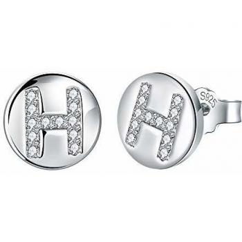 Pendientes Letra Inicial H Plata de Ley 925 con Circonita Cúbica