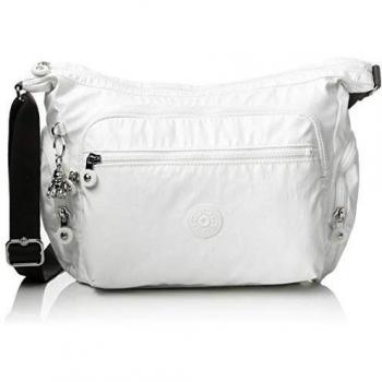 Kipling Gabbie S, Bolso Bandolera Mujer, Blanco (Metalizado)