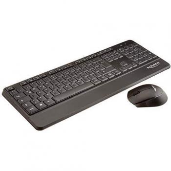 Set Tastiera e Mouse Wireless 2.4 GHz, Nero con Poggiapolsi