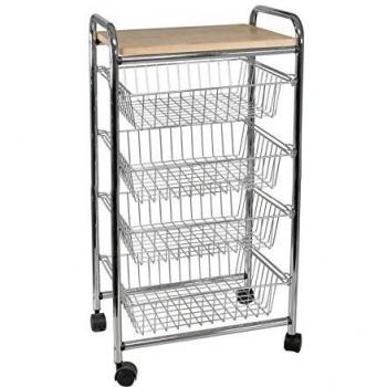 Carro Artex Elegance 4 cestas de metal y madera, hecho en Italia