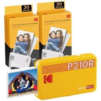 Kodak Mini 2 Stampante foto per smartphone, 6 Cartucce incluse, Istantanee formato 54x86mm, Wireless, Portatile e compatibile iOS e Android