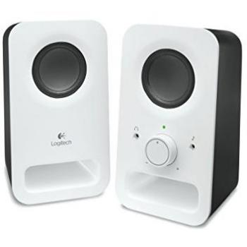 Z150 Compact Multimedia Stereo Speakers with 3.5mm Audio Input and Integrated Controls, Headphone Jack, EU/IT Plug, For Computer/Smartphone/Tablet/Music Player, White (Snow)