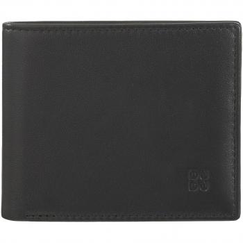 Cartera horizontal de piel de becerro en negro con monedero