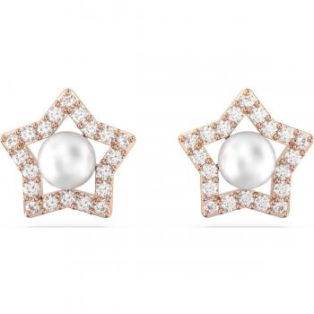 Pendientes Swarovski Stella Talla Redonda, Estrella, Blancos, Baño tono oro rosa 5645465
