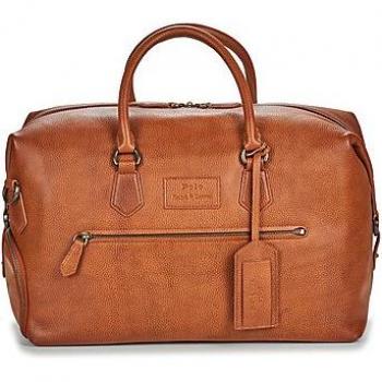 Bolsa de viaje de cuero granulado marrón Polo Ralph Lauren Hombre