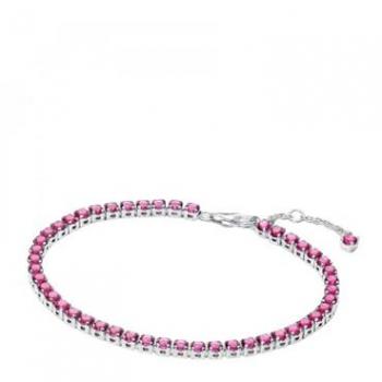 Panda Brillante: Pulsera Tenis Rosa en Plata de Ley