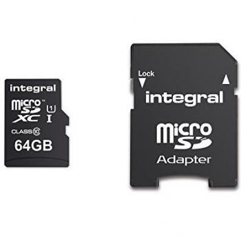 Integrazione 948736 Scheda di Memoria Micro SDHC con Adattatore SD, 64 GB
