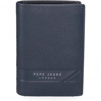 Pepe Jeans. Cartera de piel Basingstoke vertical con monedero Marino