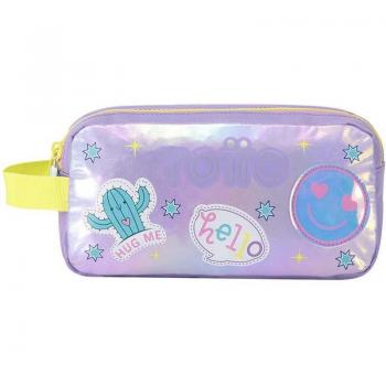 Estuche Totto Emoji Lila 2 cremalleras