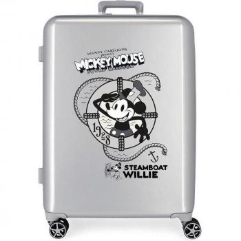 Maleta mediana rígida Disney 100 Mickey steamboat 70 cm gris
