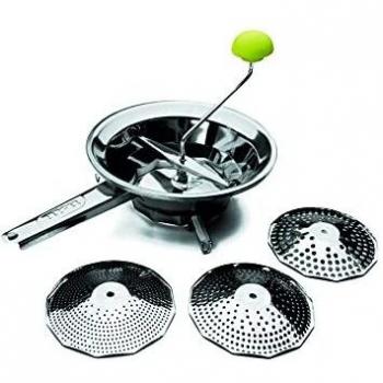 IBILI Pasapurés Acero Inoxidable 3 Discos Intercambiable-Sistema Manual con Mango ergonómico-20, Diámetro: 20 cms