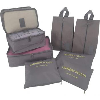 Organizadores de Viaje para Maletas, 8 Set Bolsas de Equipaje Impermeable Cubos Embalaje de Viaje Organizador de Maleta para Ropa Zapatos, Cosméticos Accesorios, Material Nylon (Gris)