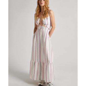 Pepe Jeans Vestido Midi Rayas Blanco Diana