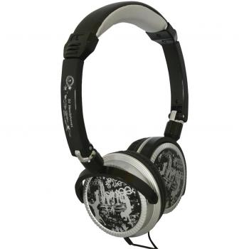 Micro headset DJ Amarina Pieghevole con adattatore per iPhone Nero