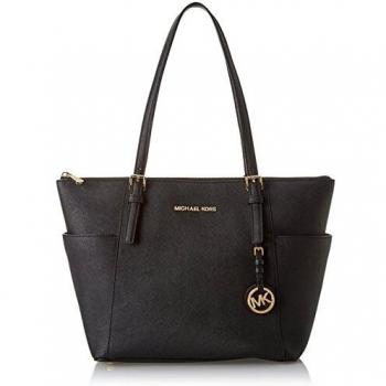 MICHAEL by Michael Kors Jet Set Bolso Shopping Negro de Cuero Saffiano Mujer