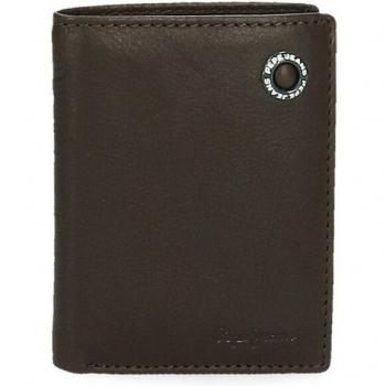 Pepe Jeans cartera de piel Badge vertical marrón
