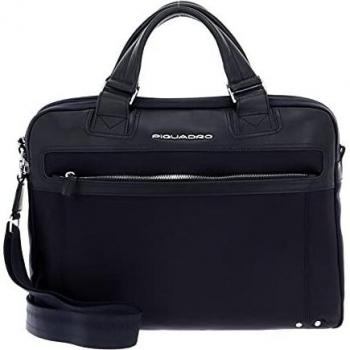 Piquadro CA3339LK2/BLU, Maletín con 2 Asas, 2 Compartimentos de Piel y Tela Unisex Adulto, Azul