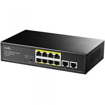 Cudy FS1010P Switch Ethernet 8+2 Porte Poe+ 120W, 8 Porte 10/100Mbps Poe+, Switch Unmanaged, CCTV/VLAN, No Alimentazione Aggiuntiva, 802.3af/at, Versione Rack in Metallo