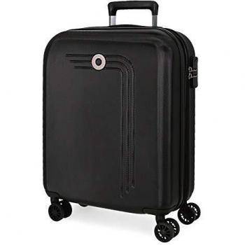 Movom Riga Maleta de Cabina Negro 40x55x20 cms Rígida ABS Cierre combinación 37L 3Kgs 4 Ruedas Dobles Extensible Equipaje de Mano
