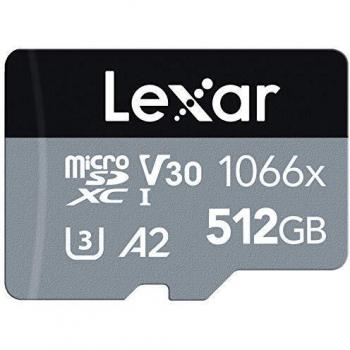 Lexar Professional 1066x 512GB microSDXC UHS-I Serie SILVER con adattatore SD incluso, lettura fino a 160MB/s (LMS1066512G-BNAAG)