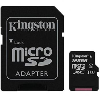 Kingston SDC10G2/128GB Scheda MicroSD da 128 GB, Classe 10, UHS-I, 45 MB/s, con Adattatore SD, Nero